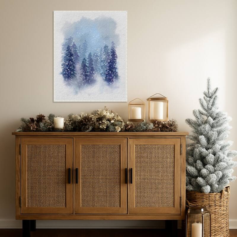 Driven Snow II by Regina Moore (23 x 28 in.), Framed Canvas Wall Art Print - Sylvie Beaded White