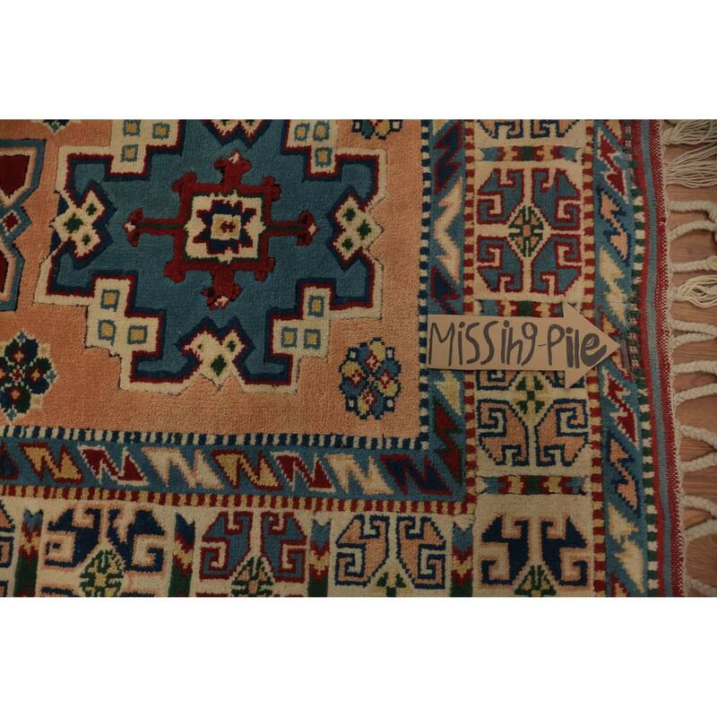 Hand Knotted Oriental 100% Wool Carpet Transitional Geometric Oranges & Rust Anatolian Area Rug - 6' 7'' X 3' 11''