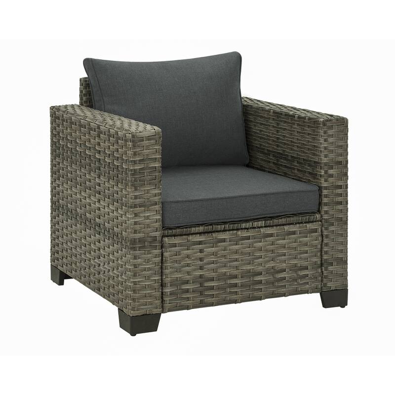 6 Pieces Patio Rattan Conversation Furniture Set with Coffee Table