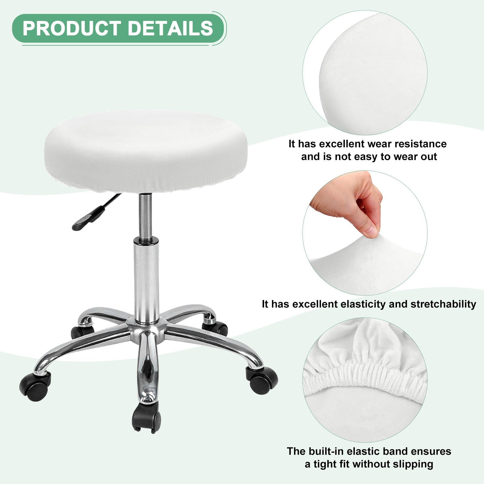 Bar Stool Covers Round, Velvet Washable Stool Cushion Slipcover