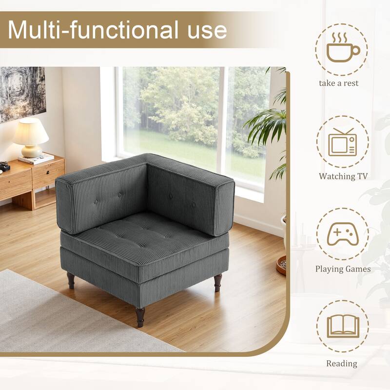 Modern Corduroy Corner Armchair Armless Chair sofa