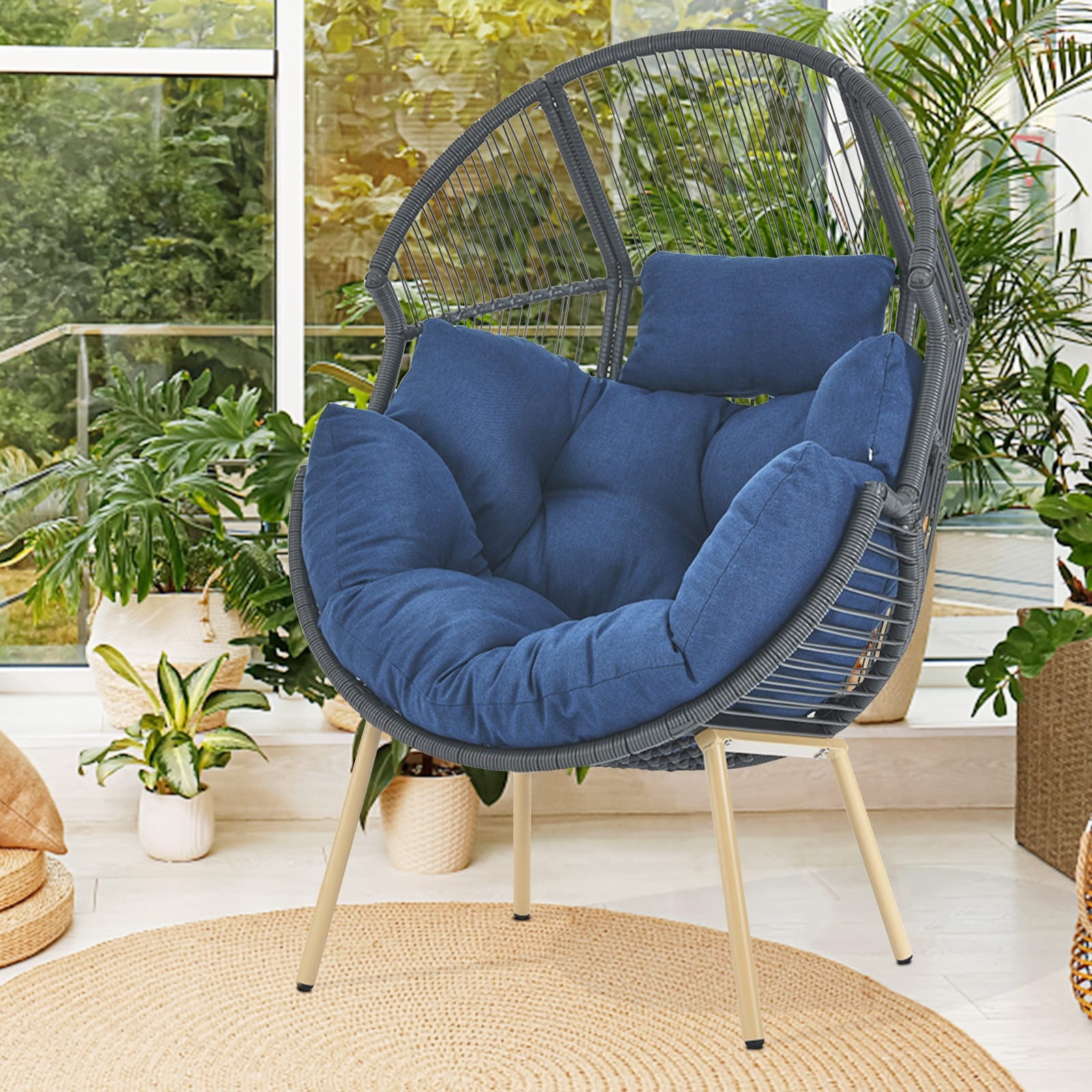 Patio egg discount chair with ottoman