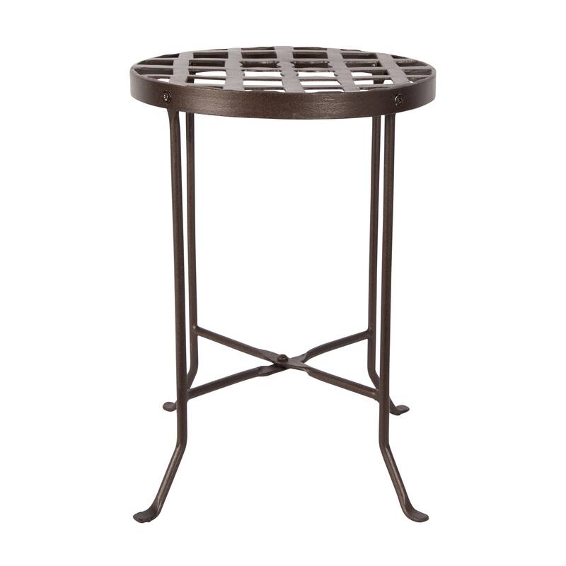 Achla Designs Medium Round Table Flowers Plant Stand, 16 Inch Tall, Roman Bronze Powder Coat Finish