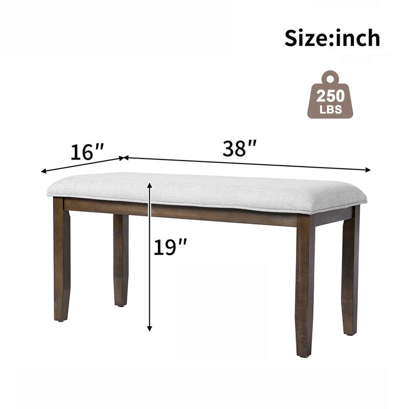 Beige Brown Upholstered Bench Entryway Bench Dining Bench with Padded Seat, Lounge Bench Leisure Bench with Wood Legs