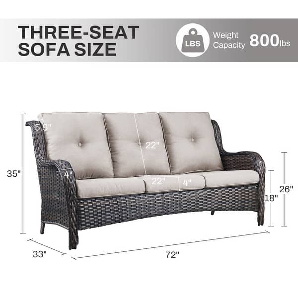 dimension image slide 0 of 5, Gymojoy Outdoor Wicker 3 Seater Sofa Furniture Outdoor Sofa