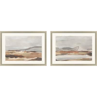 Dusky Mountain S/2 Framed Art Giclee Under Glass - Grey