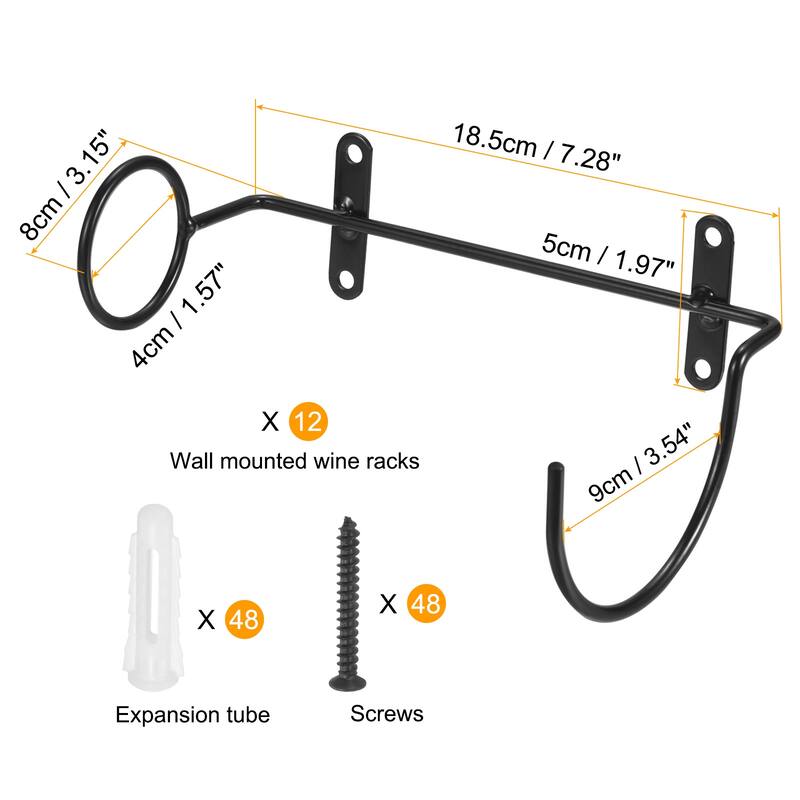 Spiral Wine Wall Holder 12 Pcs, Metal Wine Bottle Display Holder, Black Left - Black