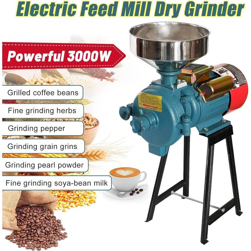 DoCred Electric Grinder Mill, Wet and Dry Cereals Grinder w/Funnel
