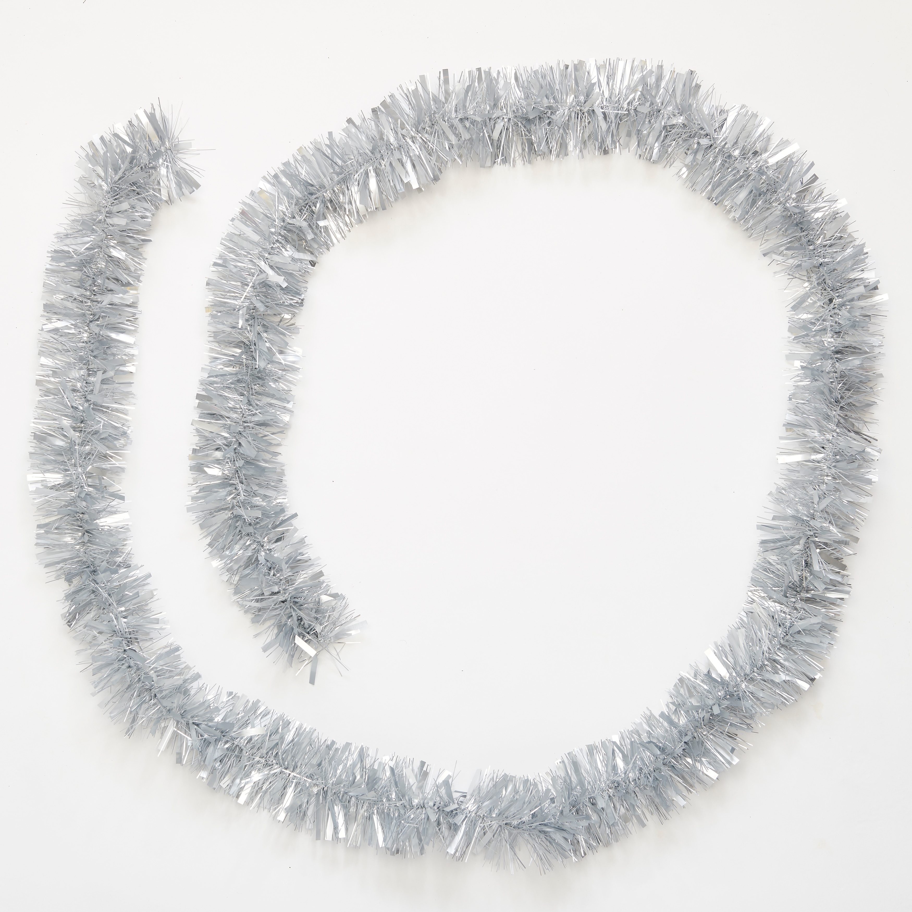 9' Luxury Metallic Tinsel Christmas Garland, Silver, Set of 4 - Silver - 9