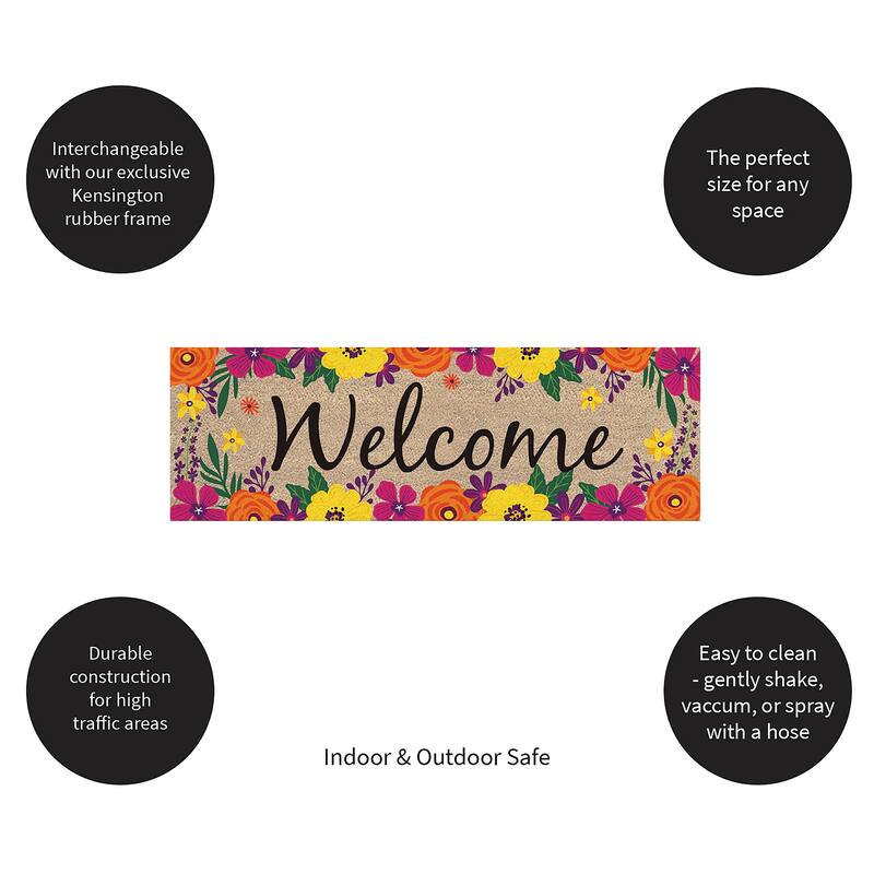 28 in. x 9 in. Floral Framed Welcome Kensington Switch Mat