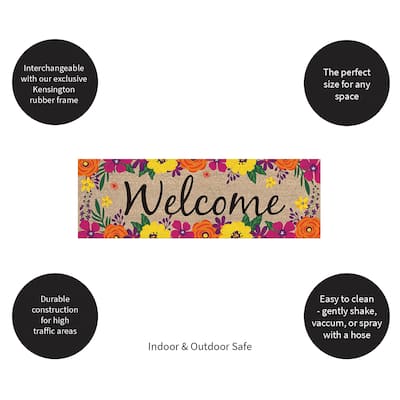 28 in. x 9 in. Floral Framed Welcome Kensington Switch Mat