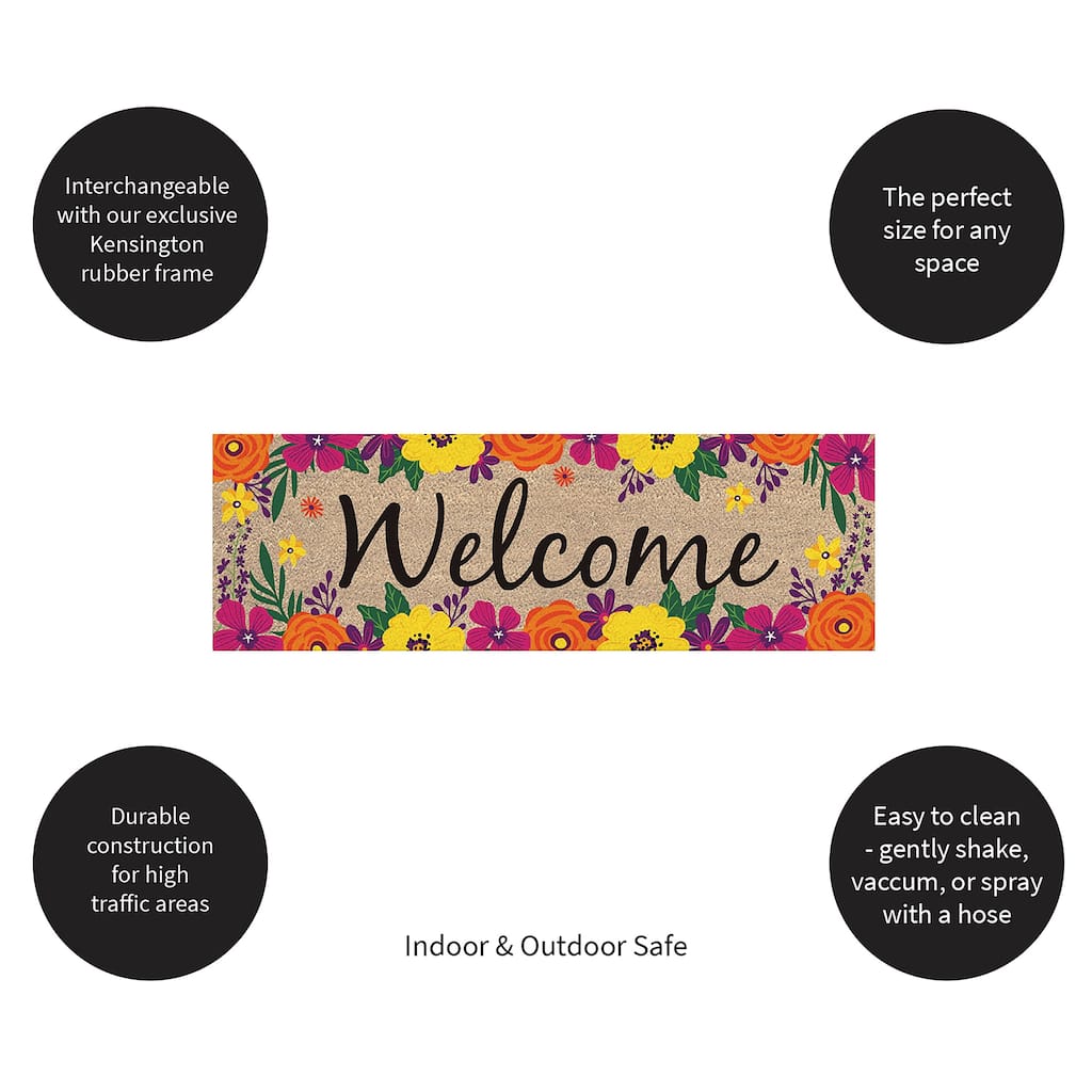 28 in. x 9 in. Floral Framed Welcome Kensington Switch Mat