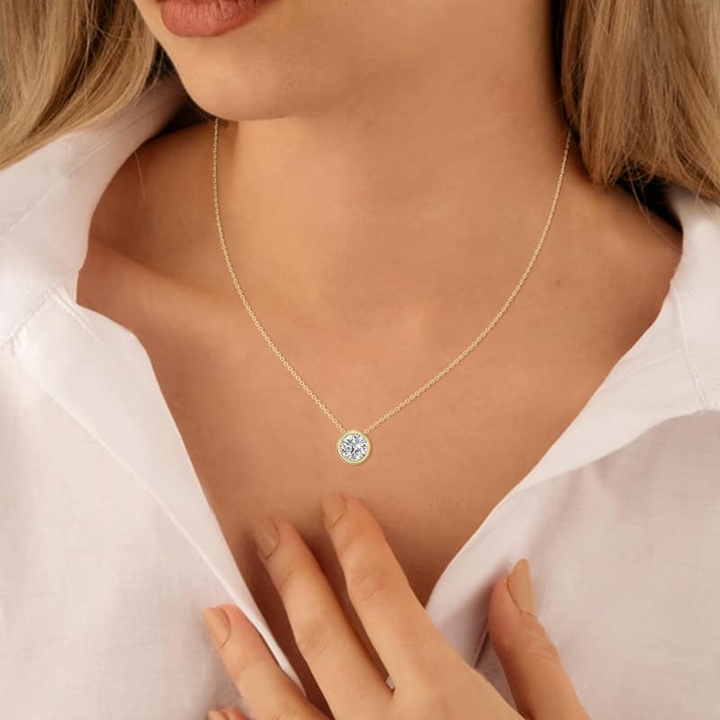 Marquee 2 Carat Lab Grown Diamond Bezel Pendant in 14K Yellow Gold