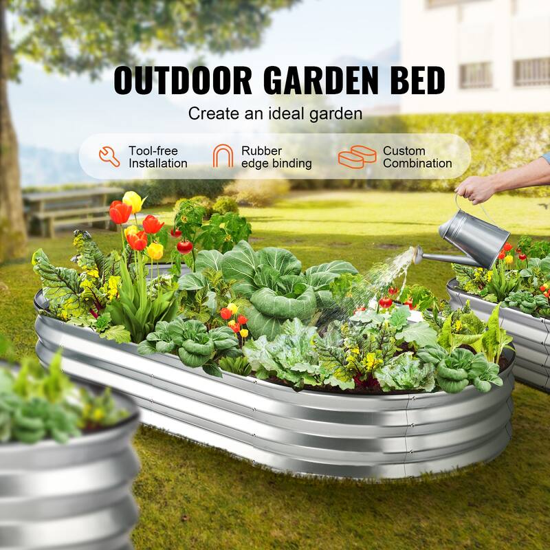 Customizable Raised Garden Bed with Gloves, Safety Edging for Drainage