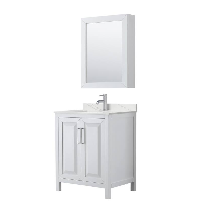 Daria 30-inch Single Vanity, Single Hole Quartz Top, Med Cabinet
