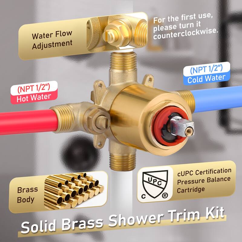 WOWOW Single Handle 5-Spray Tub and Shower Faucet (Valve Included)