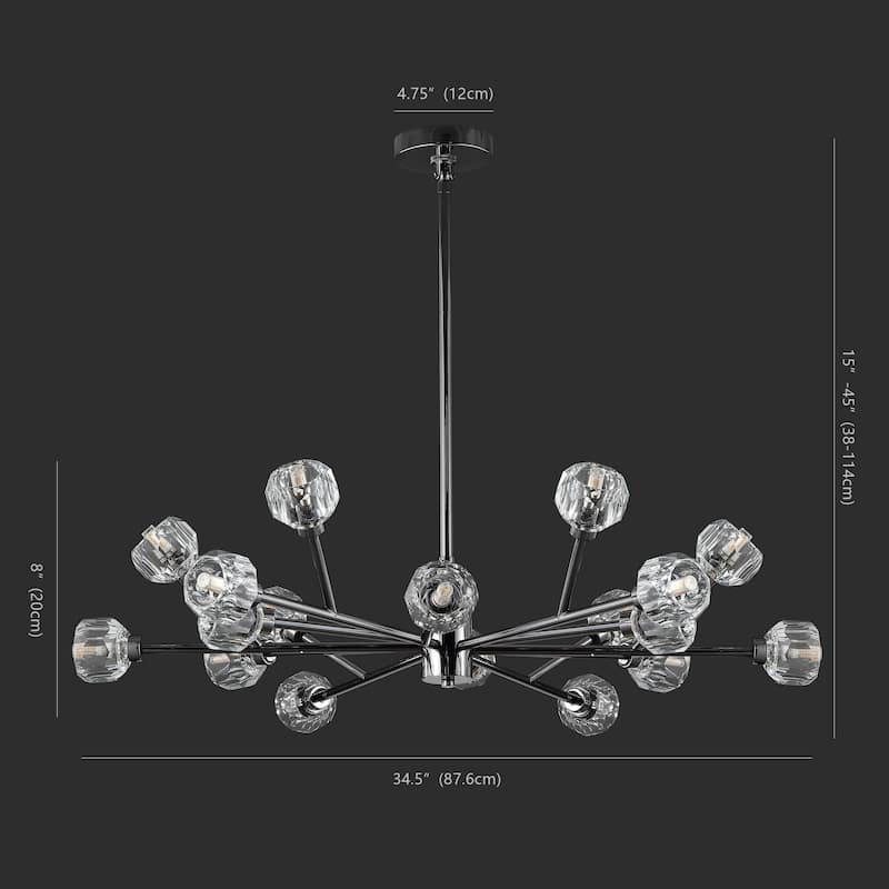 SAFAVIEH Couture Ermina Crystal Sputnik Chandelier. - 35 In W x 21 In D x 21 / 51 In H
