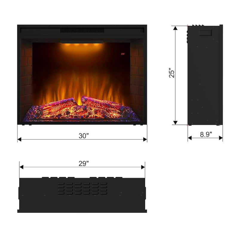 Modern Black Wall-mounted Electric Timer Fireplace with Remote