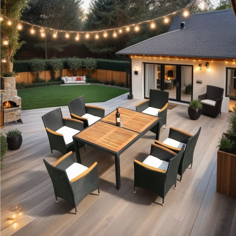 7 Piece Outdoor Patio Wicker Dining Set Patio Wicker Furniture Dining Set