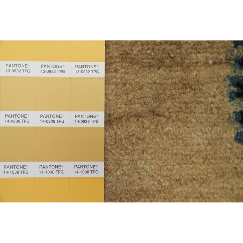 Hand Knotted Oriental 100% Wool Carpet Traditional Geometric Yellow & Gold Art Deco Area Rug - 4' 2'' X 2' 2''