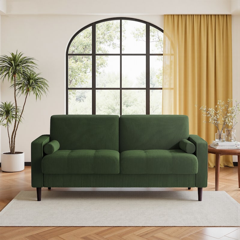 62.5'' W Corduroy Couch Upholstered Square Arm Sofa