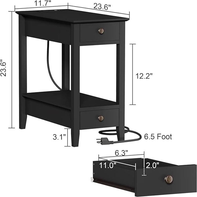 2-Drawer Nightstand with USB Ports