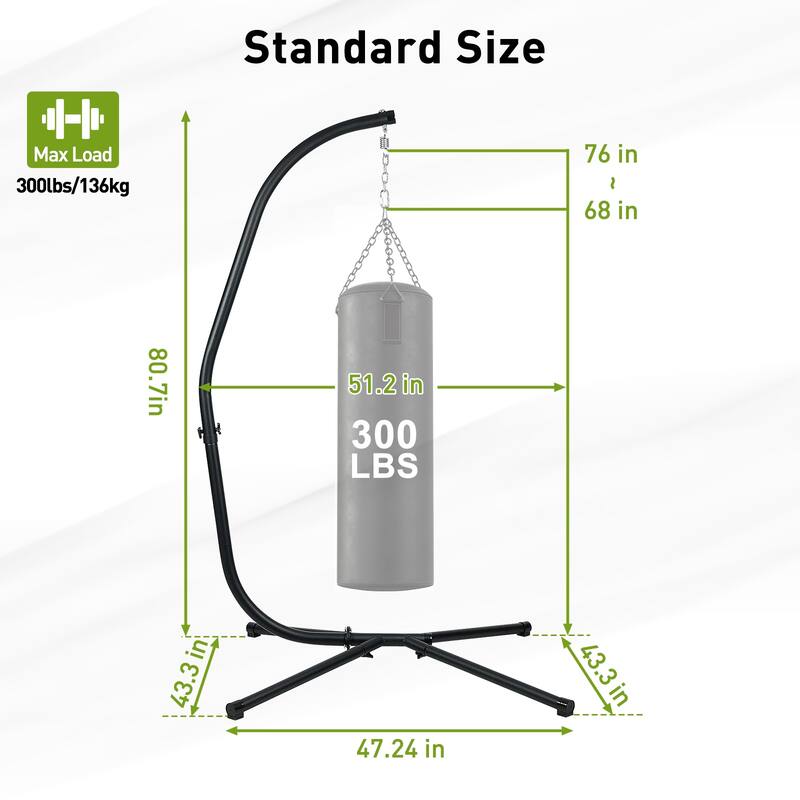 Aoodor Hammock Chair Steel C-Stand - 300 Pound Capacity (Stand Only)