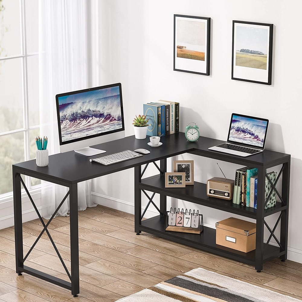 Black desk shop with storage