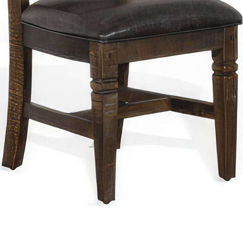 Flint Dining Chair, Set of 2, Ladderback, Dark Gray Fabric and Brown Mahogany