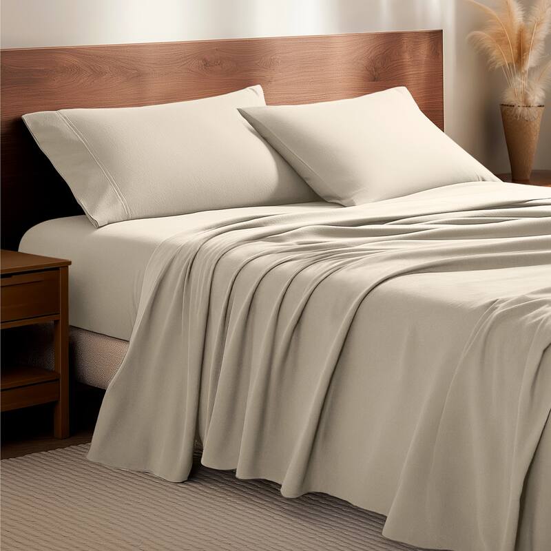 Bare Home Cotton Flannel Sheet Set - Velvety Soft Heavyweight - Twin XL - Sand