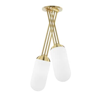 Hudson Valley Palisade 2-Light Pendant with Opal Matte Glass Shade