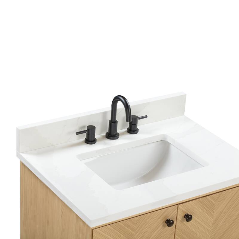 Avanity Adele 31 in. Vanity Combo in Natural Oak finish with Calacatta Quartz Top