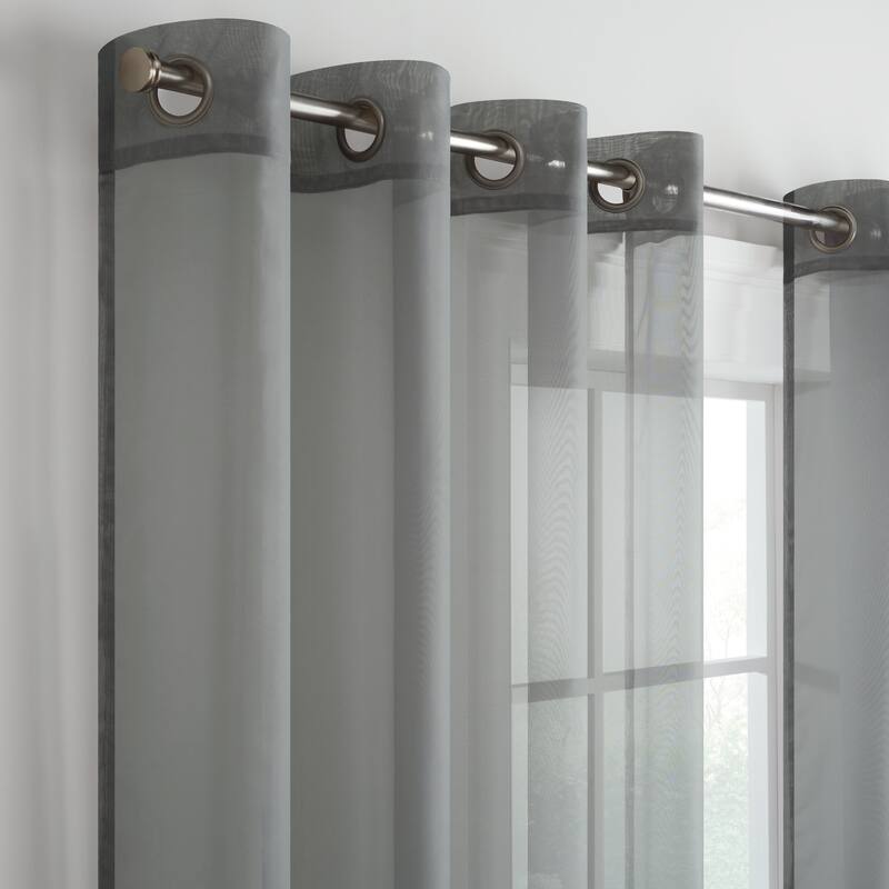 Eclipse Livia Sheer Voile Grommet Curtain Panel. - 54x63 - Grey