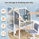 preview thumbnail 8 of 9, Twin/Full Bed Frame with House Roof Canopy and Fence for Kids