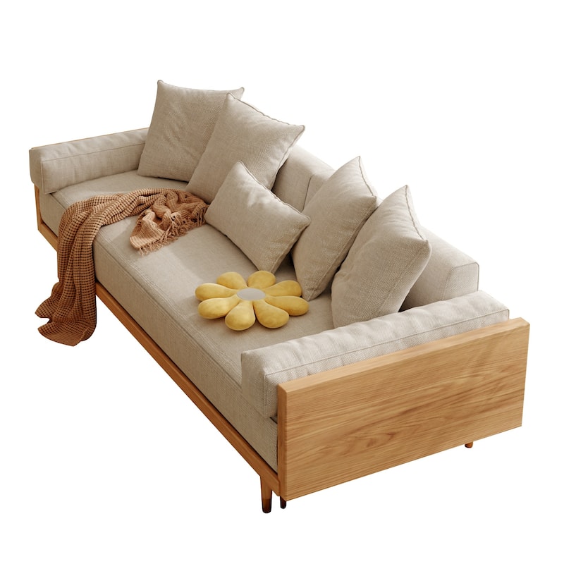 JASIWAY Modern Retractable Solid Wood Sleeper Sofa Bed