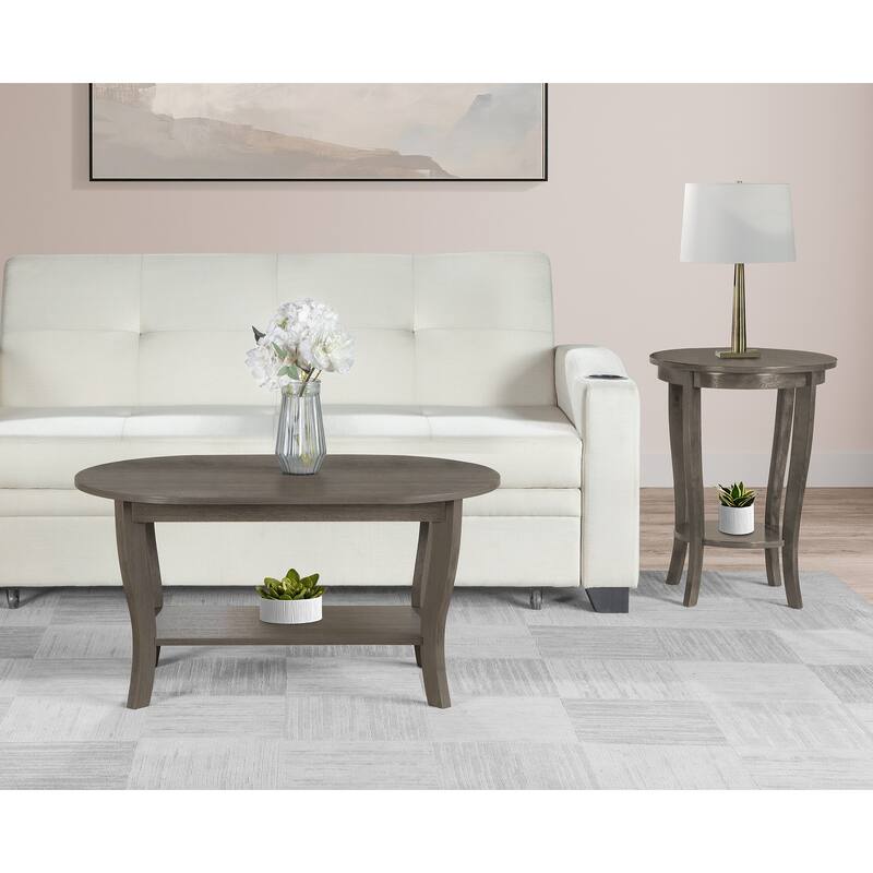 Convenience Concepts American Heritage Oval Coffee Table with Shelf
