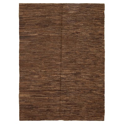 ECARPETGALLERY Flat-Weave Natural Brown Wool Tapestry Kilim - 5'0 x 7'0
