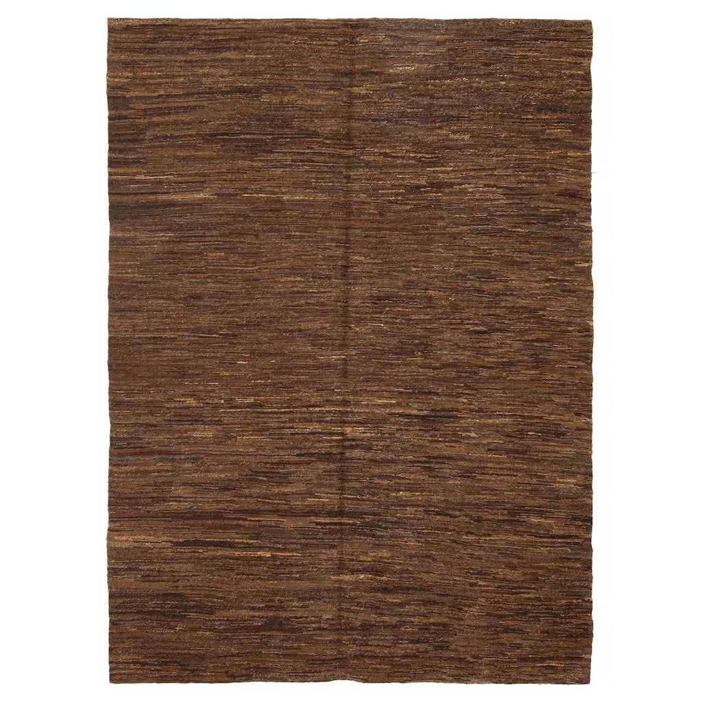 ECARPETGALLERY Flat-Weave Natural Brown Wool Tapestry Kilim - 5'0 x 7'0