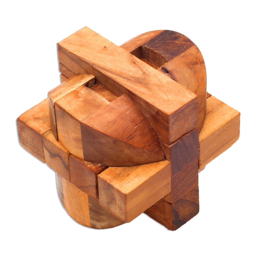 Novica Handmade Mental Exercise Teak Wood Puzzle