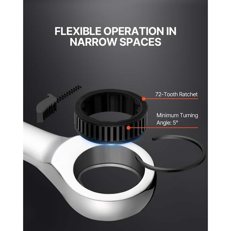 8-Piece Chrome Vanadium Steel Combination Wrench Set with Organizer Rack - 9.3 x 8 x 1.5 in