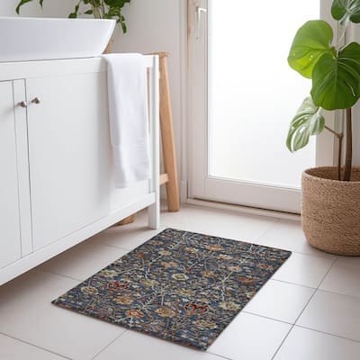 Machine Washable Indoor/ Outdoor Traditional Kashan Chantille Rug