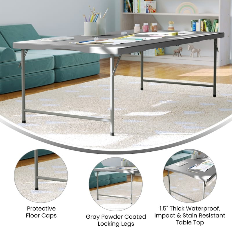 4.93-Foot Kid's Plastic Folding Activity Table - Play Table - 59.25"D x 29"W x 19"H