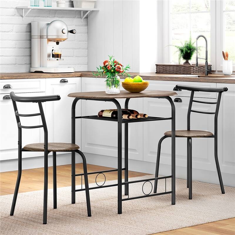 Yaheetech Modern Round Dining Table Set, 3 Piece Dining Room Sets