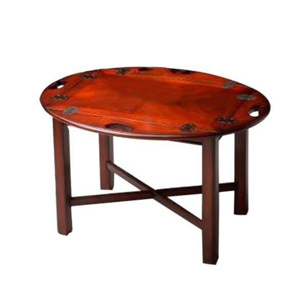 Traditional Distressed Oval Wooden Table In Plantation Cherry Finish Dark Brown Overstock 28873461