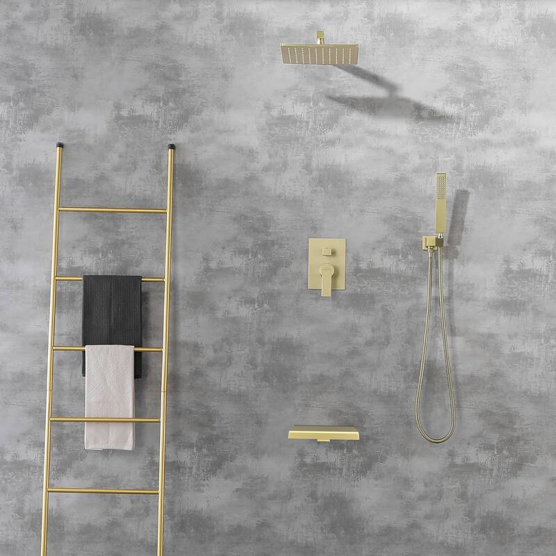Clihome 10" Wall Mount Single-Handle 1-Spray Tub and Shower Faucet
