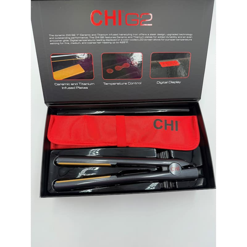 CHI G2 Professional Hair Straightener Titanium Infused Ceramic Plates Flat Iron 1 Inch - Black