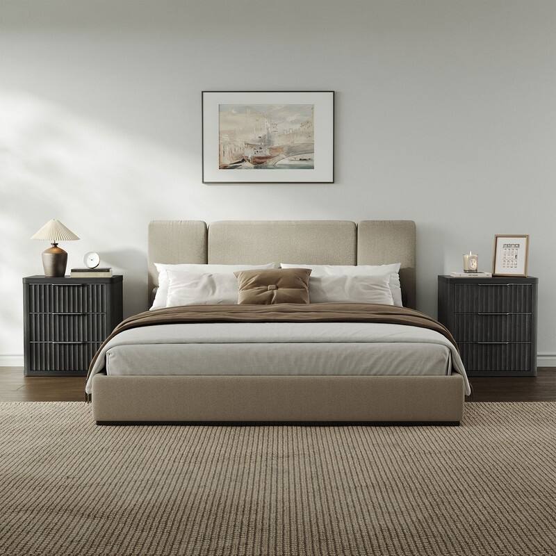 Versatile Retro Nightstand 3 Drawers Wavy Design