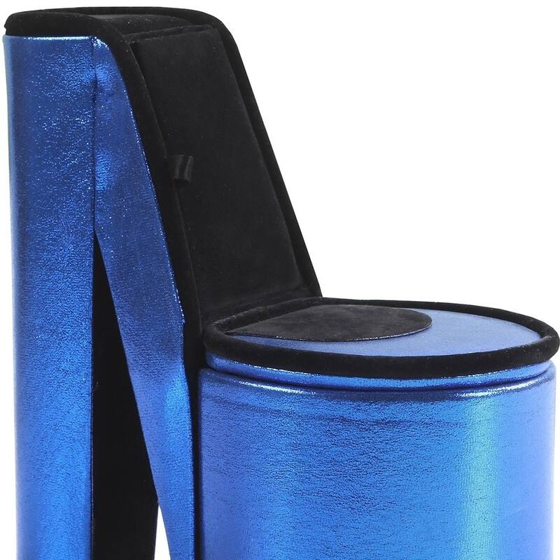 9" Blue And Black Glitter Velvet High Heel Jewelry Box