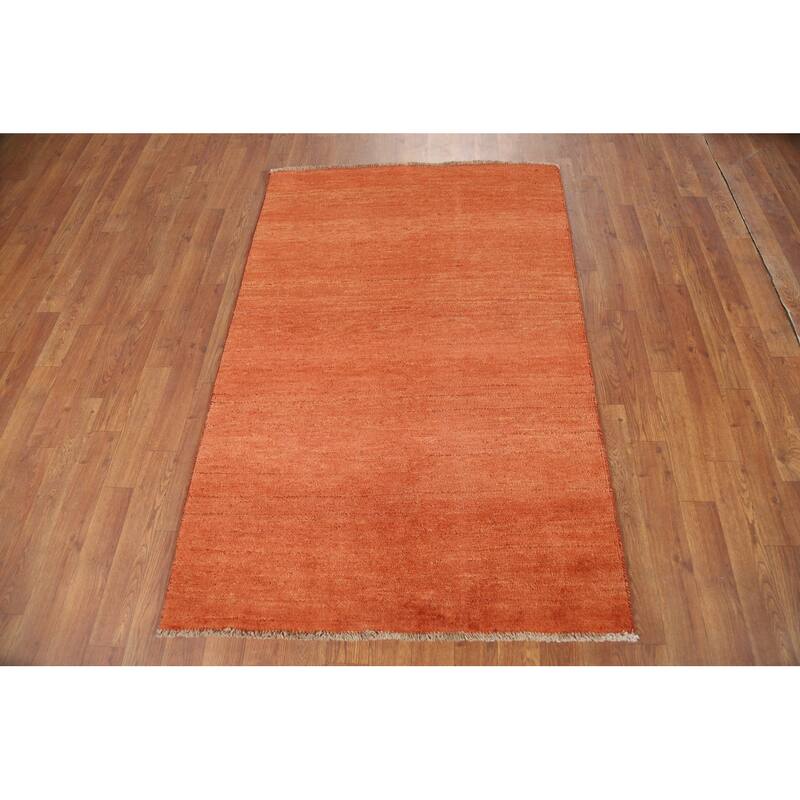 Orange Gabbeh Oriental Foyer Rug Contemporary Handmade Wool Carpet - 3'3"x 4'10"