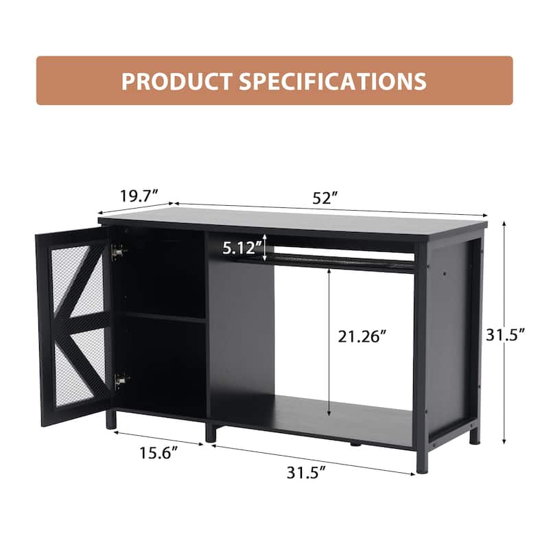 52 Inches Metal Fish Tank Stand With Electrical Outlet For Storage Of Fish Tank Accessories